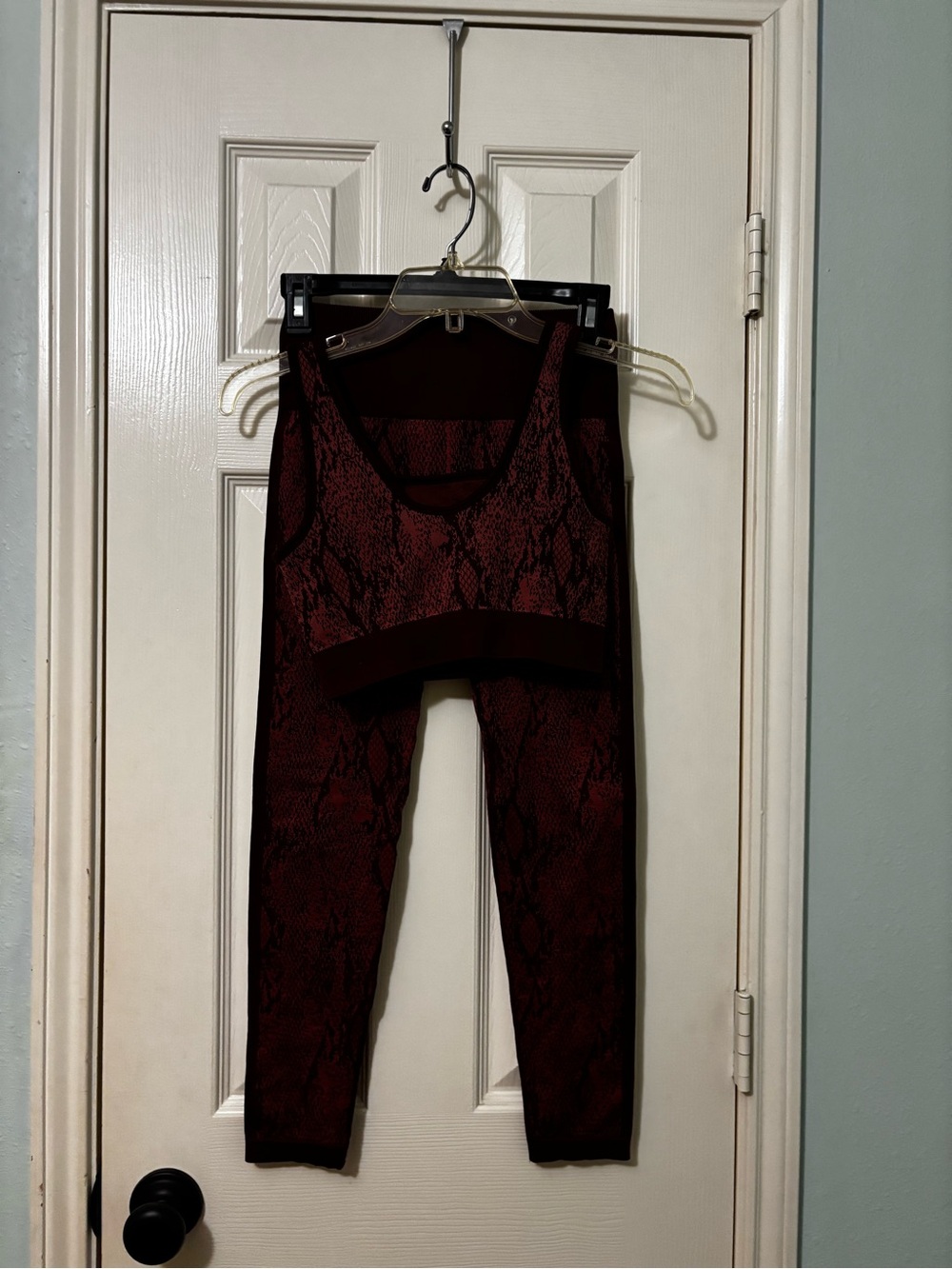 Women's Snake-Print Leggings & Crop Tank Set - Burgundy FABLETICS